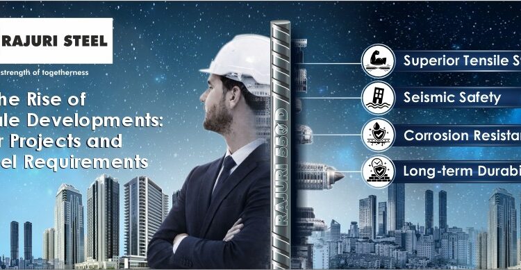 Rajuri Steel TMT bars supporting large-scale infrastructure development with superior tensile strength, seismic safety, corrosion resistance and long-term durability