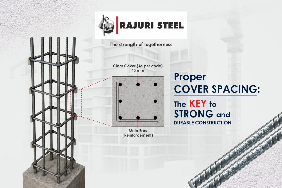 Column reinforcement with 40mm clear cover spacing and cover blocks.