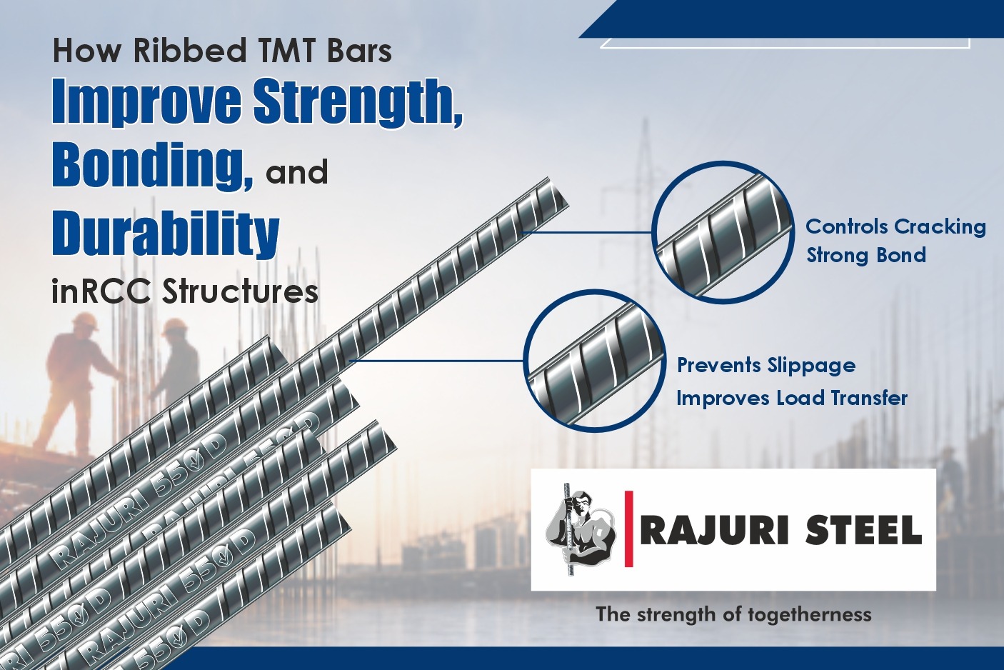 Ribbed TMT bars in RCC structure